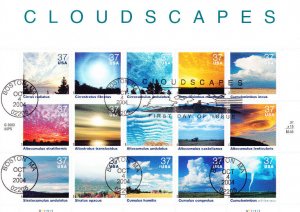USPS 1st Day of Issue #3878a-o Cloudscapes Sheet of 15 2004