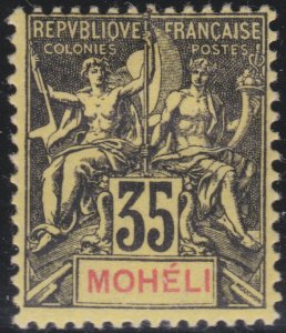✔️  FRENCH COLONIES MOHELI 1906 - MOUCHON - SC. 9 MH * - SCV 8$