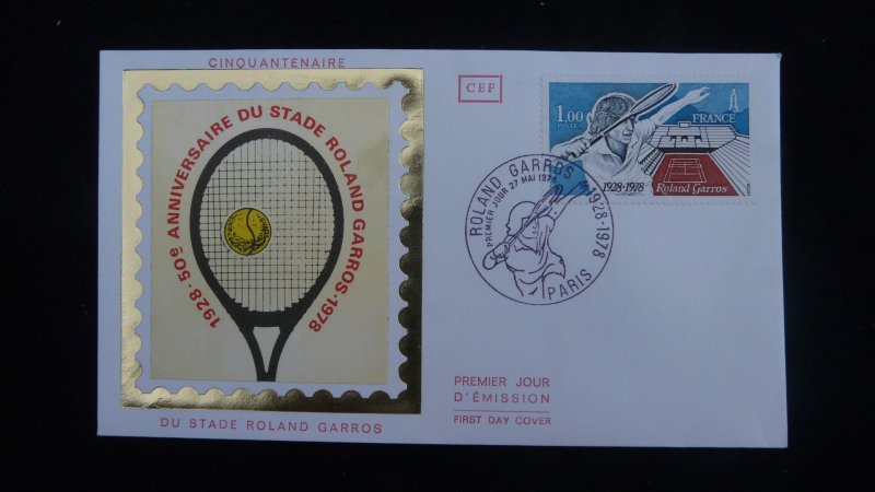 tennis Roland Garros FDC France 1978 (ref 30783)