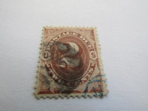 US Stamps, Scott #J2 Used 1879 2c Brown Postage Due, sale as is, no warranty,