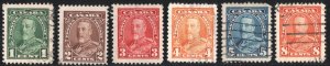 Canada SC#217-222 1¢-8¢ King George V Single (1935) Used