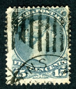 Canada 1868 QV. Large Head. 15c slaty blue. Used. SG69.