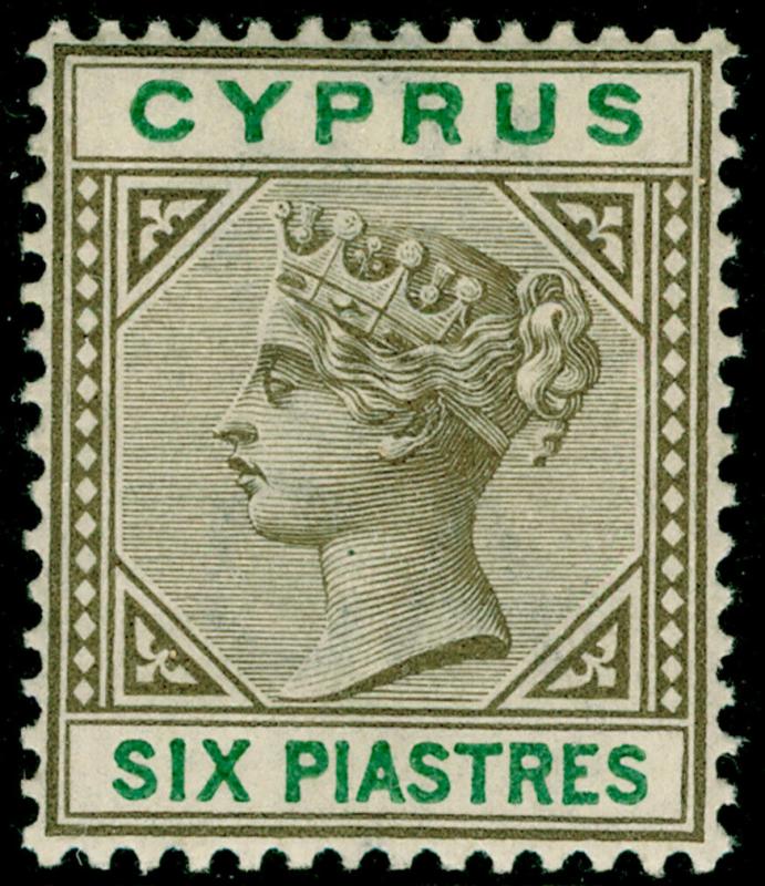 CYPRUS SG45, 6pi sepia & green, LH MINT. Cat £22. 