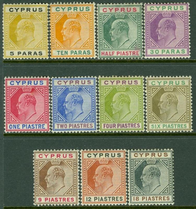 CYPRUS : 1904-10. Stanley Gibbons #60-70 Very Fine, Mint OGHR. Catalog £230.00.