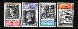 Antigua-Sc#528-31-unused NH set-id4-Stamp on Stamp-Sir Rowland Hill-1979-