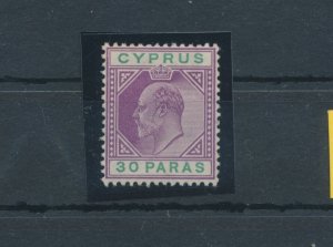 1902-04 Cipro, Stanley Gibbons #51 - 30 Purple and Green Plate - MH*
