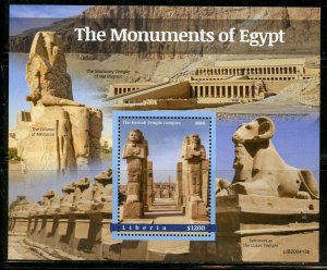 LIBERIA 2020  THE MONUMENTS OF EGYPT SOUVENIR SHEET MINT NEVER HINGED