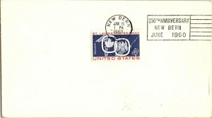 VINTAGE US SLOGAN CANCEL COVER 250th ANNIVERSARY NEW BERN JUNE 1960