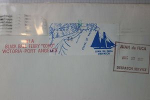 Juan De Fuca Despatch Local Post Black Ball Ferry Coho Victoria Port cover 1982