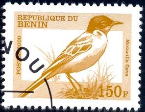 Bird, Yellow Wagtail, Motacilla Flava, Benin stamp used