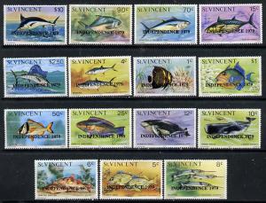 St Vincent 1979 Fish definitive set of 15 overprinted IND...