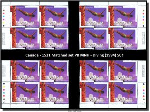 Canada - 1521 Matched set PB MNH - Diving (1994) 50¢