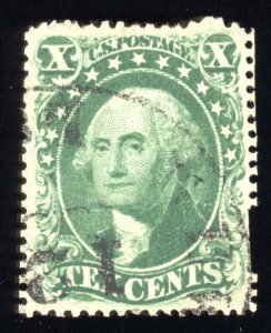 US Scott 33  Used 10c Green 1860 AA020 bhmstamps