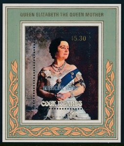 Cook Islands 1987 Queen Mother w Ovpt Hurricane Relief+50c (4v+1Ms) MNH CV$20+