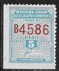 USA 16T97, 5c Western Union 1940, single, MNH, F-VF