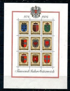 Austria  1976 Souvenir Sheet 100th anniv Coat and Arms MNH 9685