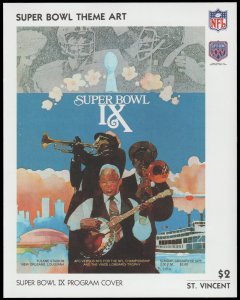 ST. VINCENT 1991. SCOTT # 1433. SOUVENIR SHEET. SUPER BOWL PROGRAM COVER.