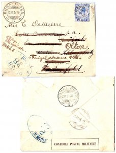 Gibraltar 2 1/2d KGV 1916 Gibraltar to Ermatingen, Switzerland Forwarded to O...