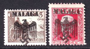 SPAIN  LOCAL MALAGA OVERPRINTS OG NH U/M F TO VF x2