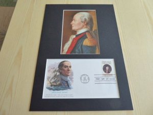 John Paul Jones USA FDC Cover and mounted photograph mount size A4