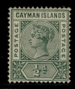 CAYMAN ISLANDS QV SG1, ½d deep green, LH MINT. Cat £21.