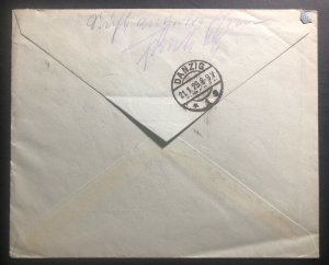 1929 Stockholm Sweden Commercial Registered cover To Danzig