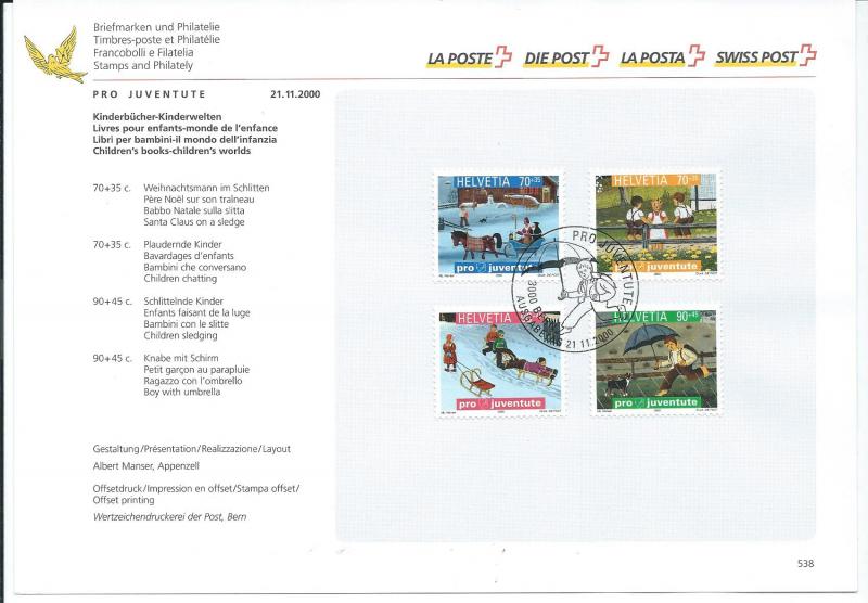 Switzerland B652-5 2000 Pro Juven PTT Collection Sheet