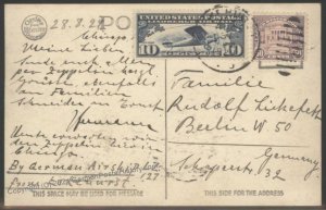 USA 1929 Graf Zeppelin Si28A Germany Cover Chicago Michigan Ave RPPC 103359