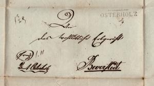 $German Stampless Cover, Beverdtedt--Osterholz, Osterholz-Beverstedt, double use