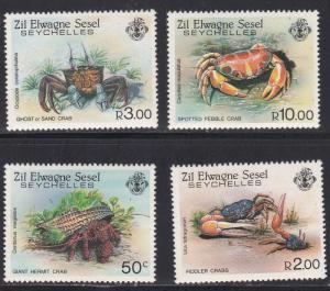 Seychelles-Zil Elwagne Sesel # 84-87, Crabs, NH, 1/2 Cat.