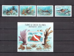 1981	Turks and Caicos	underwater tourism marine life set+s/s MNH	438