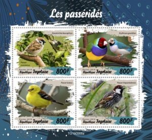 Togo - 2019 Sparrows on Stamps - 4 Stamp Sheet - TG190568a