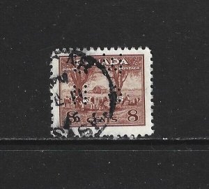 CANADA - #O256 - 8c FARM SCENE OHMS PERFIN USED STAMP