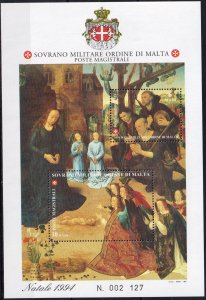 Sovereign Military Order of Malta 1994 Christmas Art Paintings Sass.Bl.44 MNH