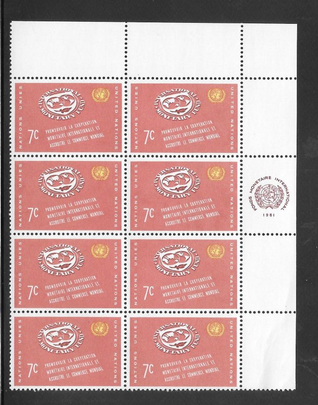 United Nations #91 MNH Margin Inscription Block of 8