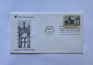 USA FDC 	AMERICA ARCHITECTURE 	1981	WASH, D.C.			18	CENTS 