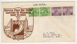 1933 CHICAGO WORLD'S FAIR & 728/729-26 ON 1 KRIECKER FDC & PAIRS BULLSEYE CANCEL