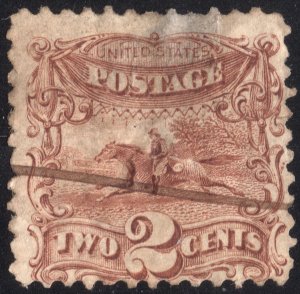 Rare 1875 2c brown Post Horse & Rider  SC124