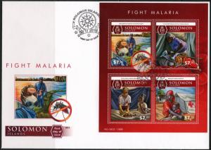 SOLOMON ISLANDS 2015 FIGHT MALARIA  RED CROSS SHEET FIRST DAY COVER