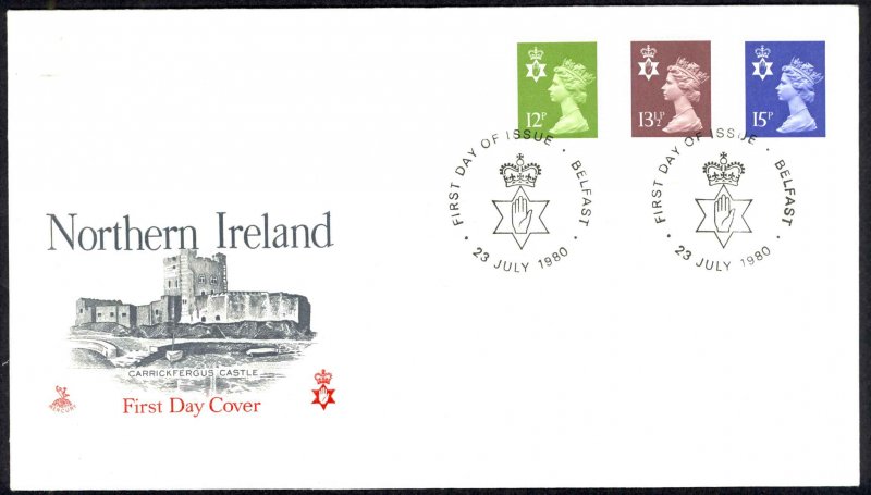 Great Britain Northern Ireland Sc# NIMH17,22,25 FDC 1980 QEII