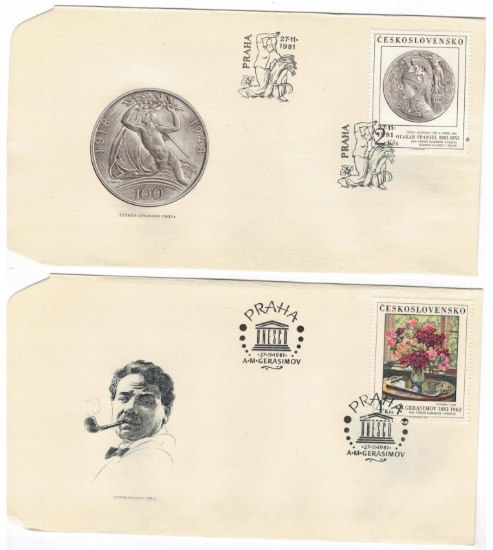 Czechoslovakia 1981 FDC Stamps Scott 2386-2390 Art Paintings Picasso
