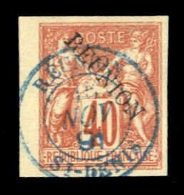 Reunion 14, $42.50, 1891 40c vermilion, used