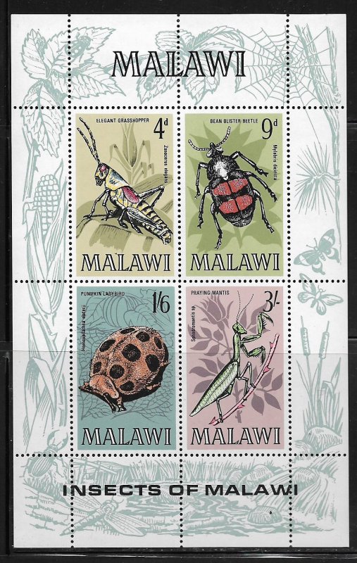 MALAWI, 130A, MNH, SS OF 4, INSECTS