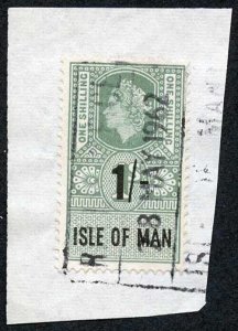 Isle of Man QEII 1/- Key Plate Type Revenue CDS on Piece