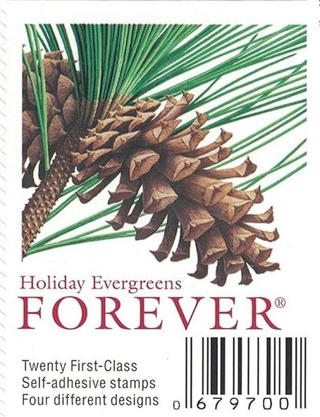 Holiday Evergreen FOREVER Stamps,5 sheets of 100 pcs