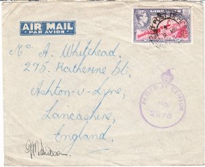 GIBRALTAR cover postmarked 9 March 1943 - Passed by Censor No. 2876