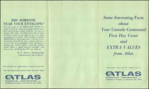 US FDC #1324 Artcraft Atlas Chem Cachet US Pavilion, Montreal, Canada EXPO 67