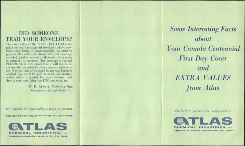 US FDC #1324 Artcraft Atlas Chem Cachet US Pavilion, Montreal, Canada EXPO 67