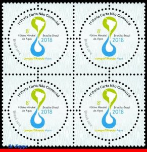 3373 BRAZIL 2018 8th WORLD WATER FORUM, ROUND STAMP, SHARING WATER, BLOCK MNH