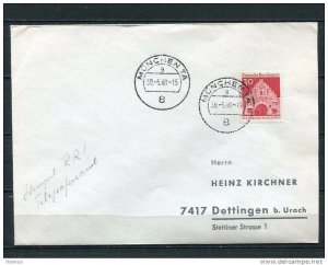 Germany 1968 Good Telegraph-PO Pmk on Cover Munchen-TA to Dettingen Single Usage